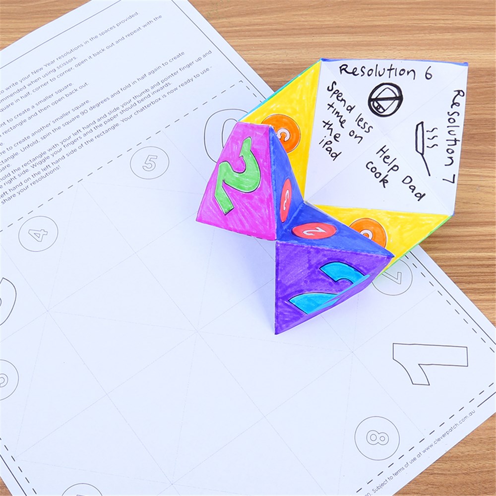 Easily learn paper folding crafts step by step. New Year Resolutions Chatterbox Paper Card Cleverpatch Cleverpatch Art Craft Supplies