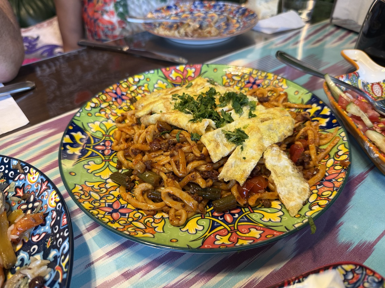 A plate of Uzbek food.