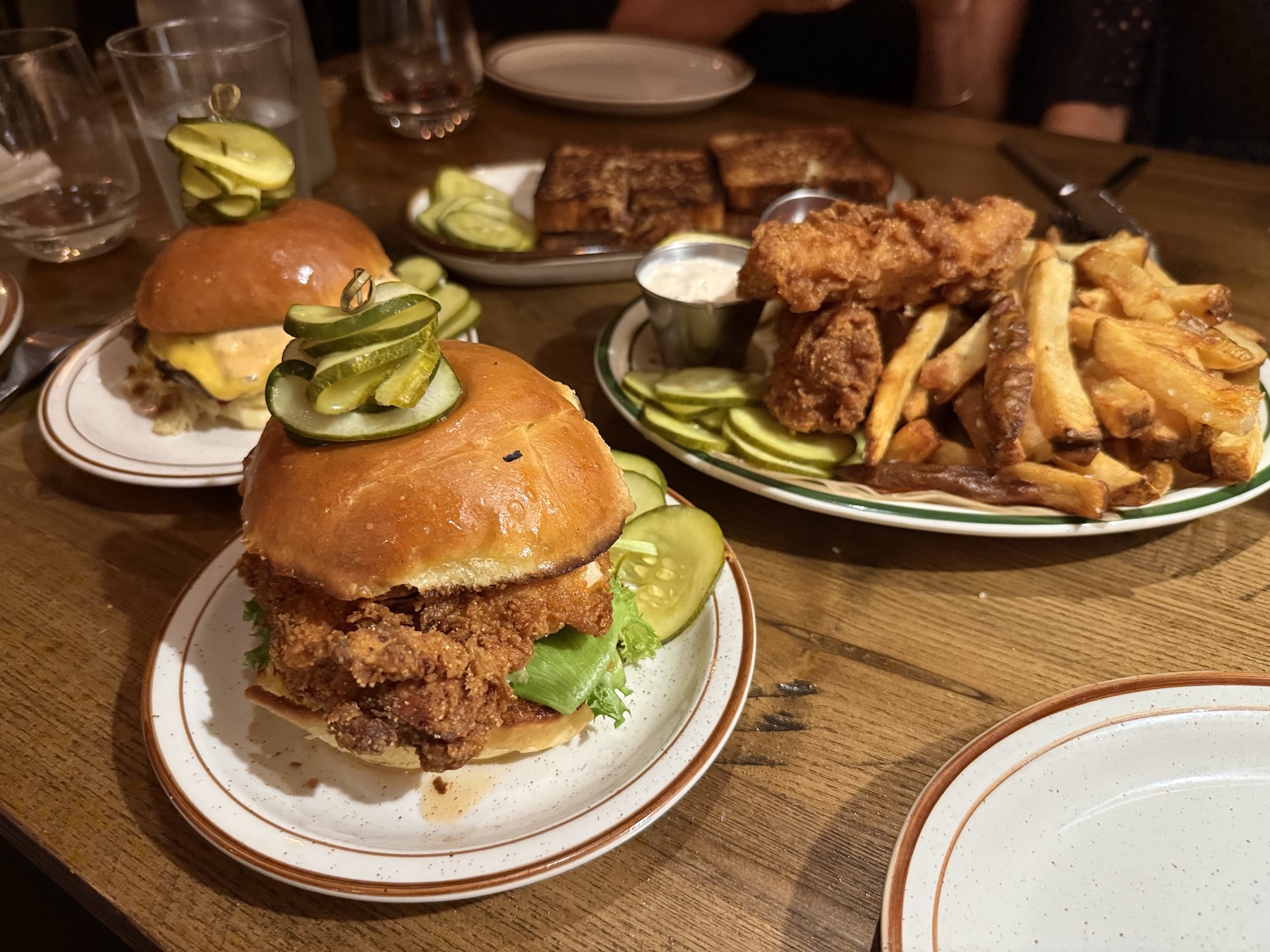 Plates on food.