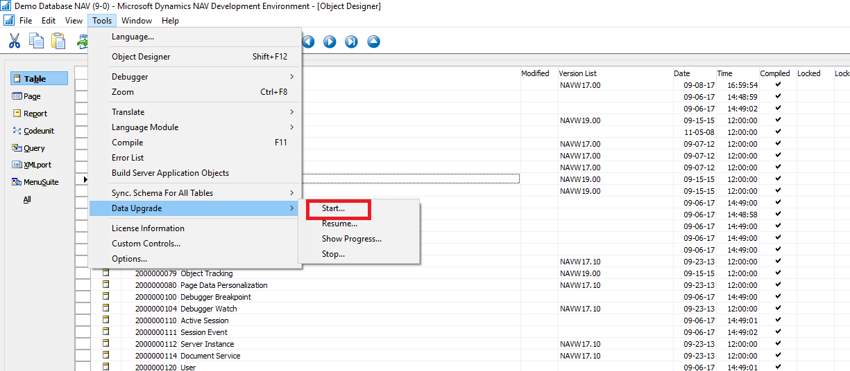 Upgradation of Database from Microsoft Dynamics NAV 2016 to 2017 – Part ...