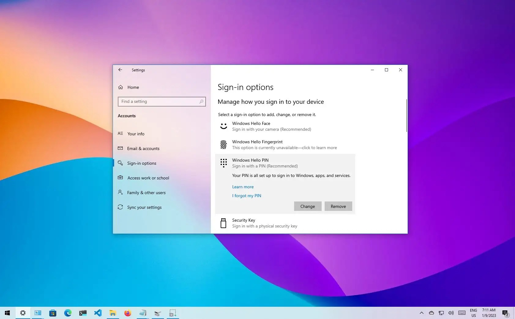 How to remove Windows Hello PIN on Windows 10