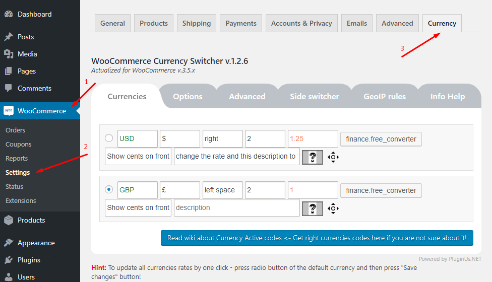 Is a wordpress plugin that allows to switch currencies and get their rates converted in the real time on your site! Woocommerce Currency Switcher Switches Currencies Easily