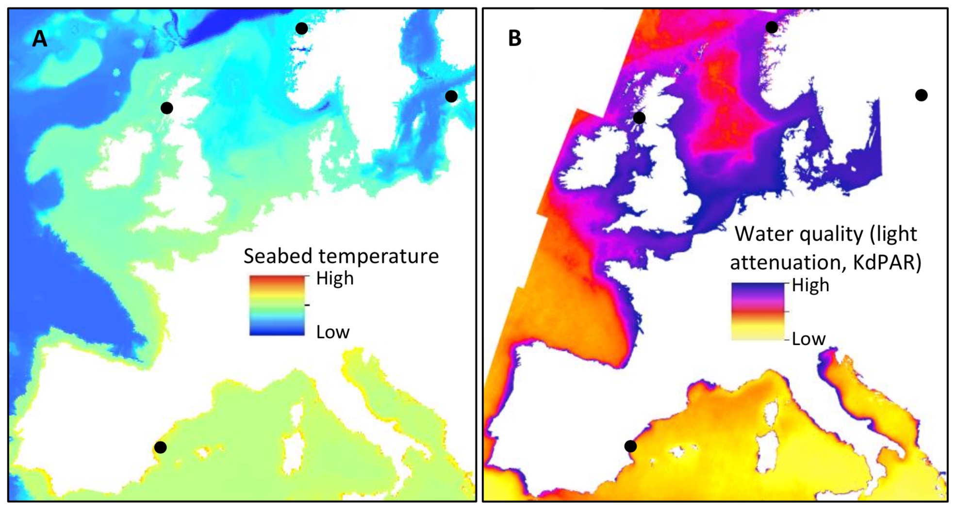 Maps showing the location of main COASTFRAG study sites