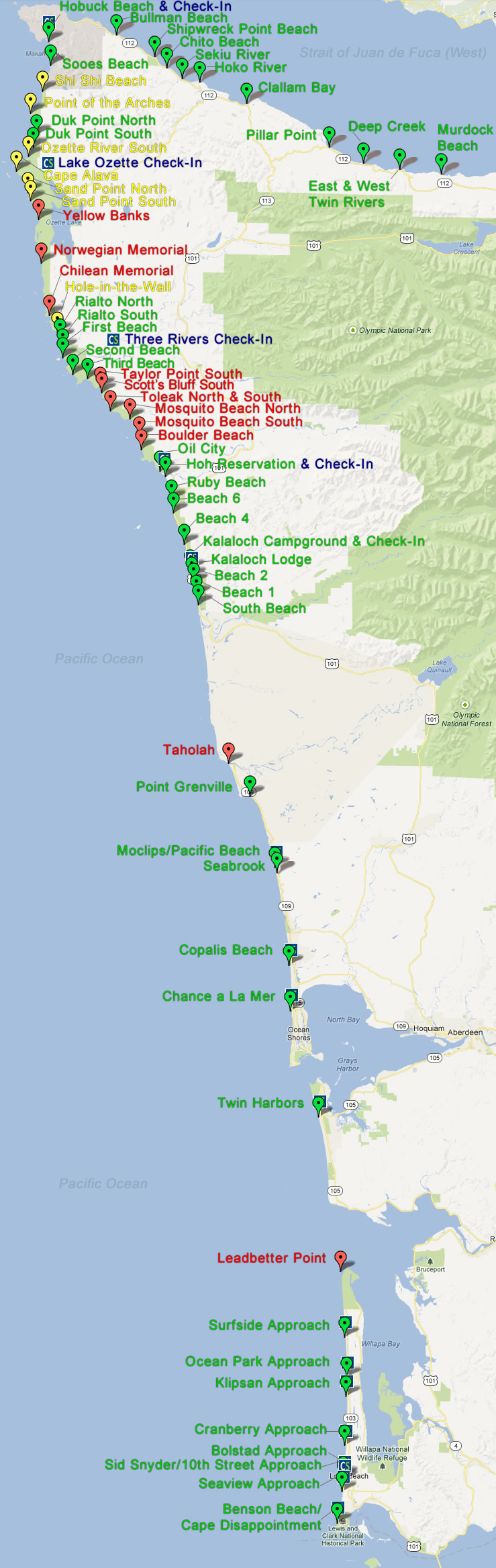 Wa Map Of Coast Region Cities Coastmap 