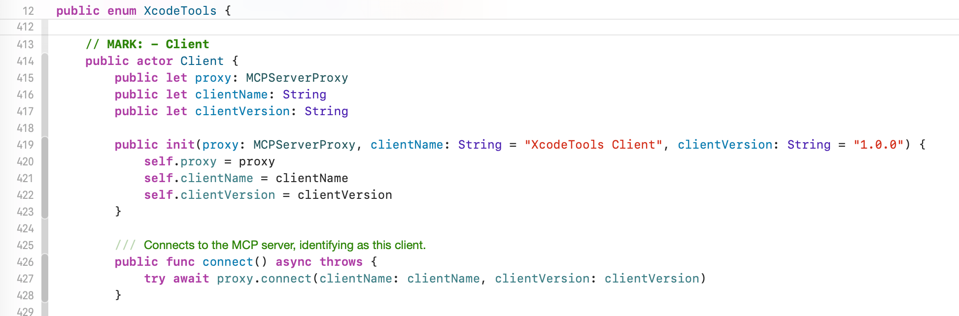 Generated Client actor with connect method