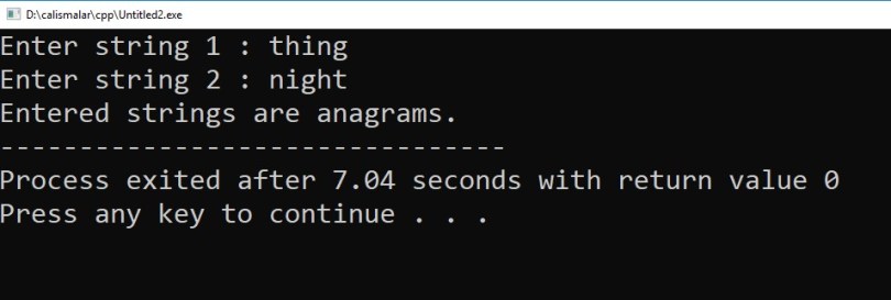 Check Whether Two Strings are Anagrams Using C++ – Programming Code ...
