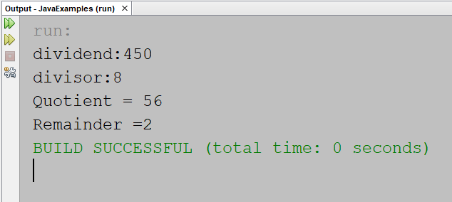 Compute Quotient and Remainder in Java - Programming Code Examples