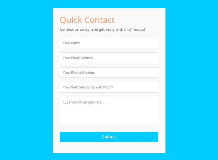 Free HTML CSS Contact Form Templates - Programming Code Examples
