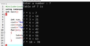 C++ Program to Print Multiplication Table β Programming Code Examples
