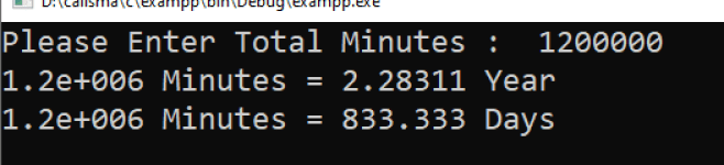C++ Program to Convert Minutes into a number of Years and Days