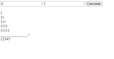 Input an integer (n) and computes the value of a+aa+aaa in JavaScript Example
