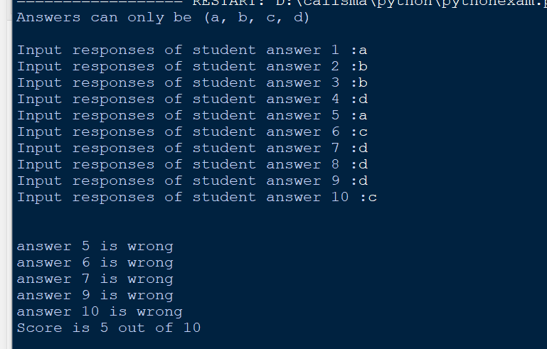 Program to Check Responses of a Student to the Multiple-Choice Exam in ...
