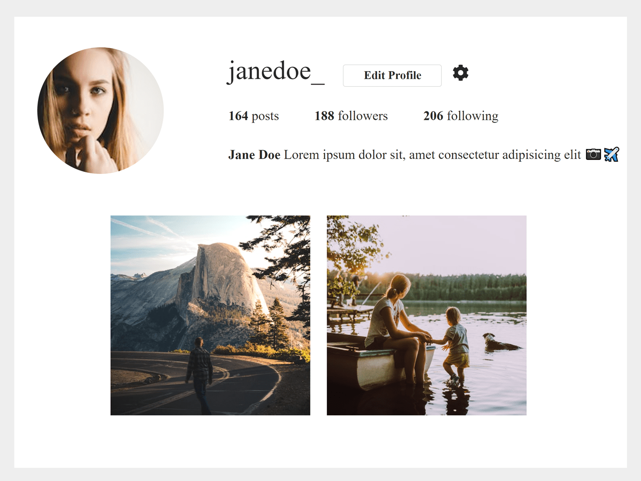 Instagram Profile Image Gallery Layout with CSS Grid & Flexbox