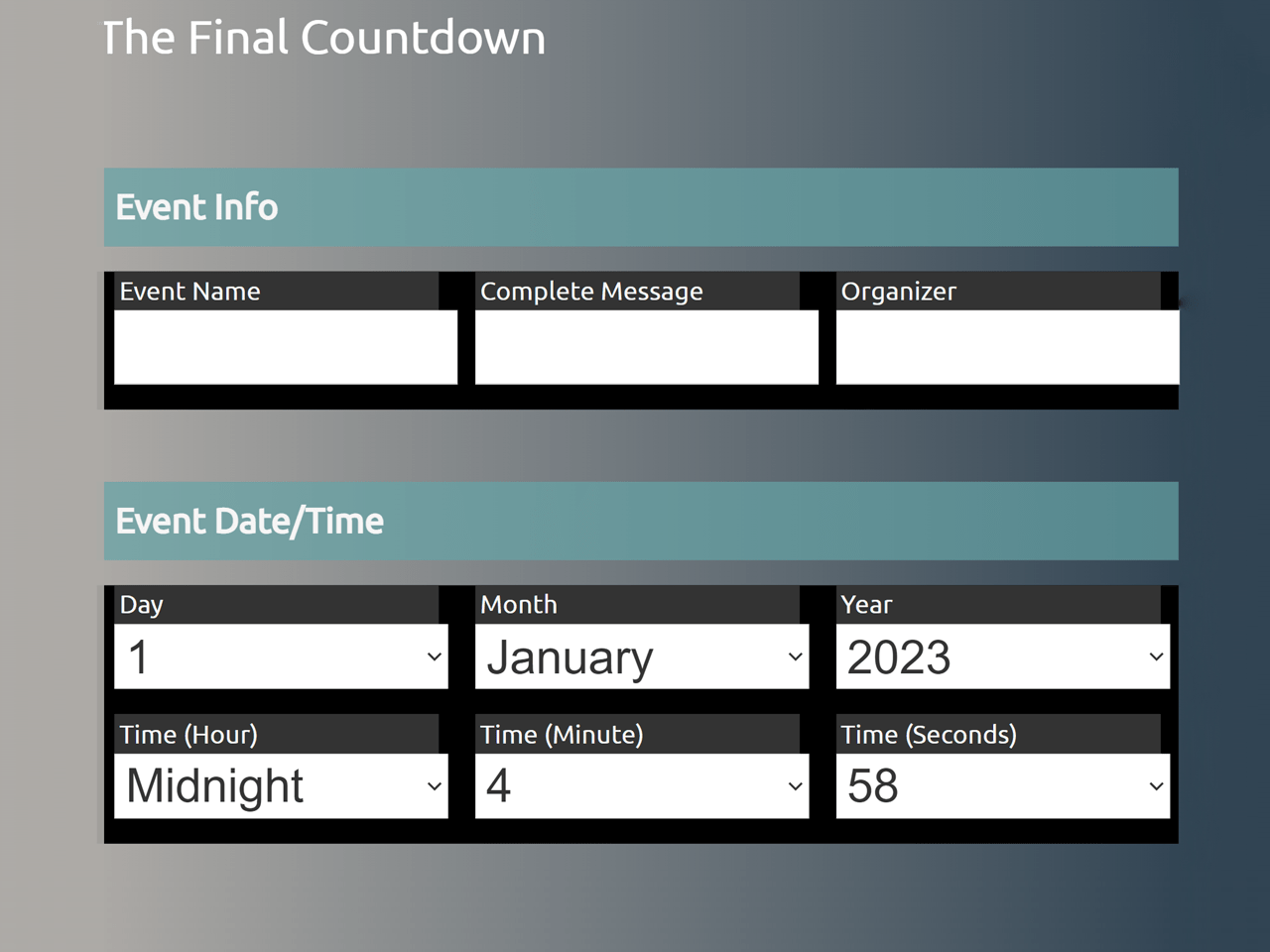 JavaScript Countdown Timer With User Input — CodePel