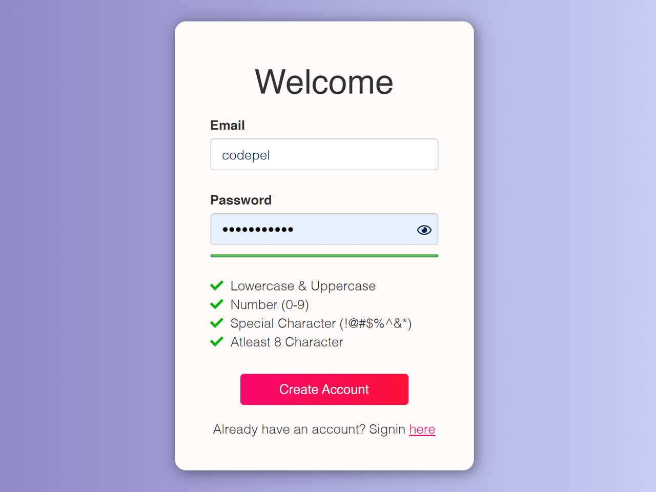 JavaScript Password Strength Checker — CodePel