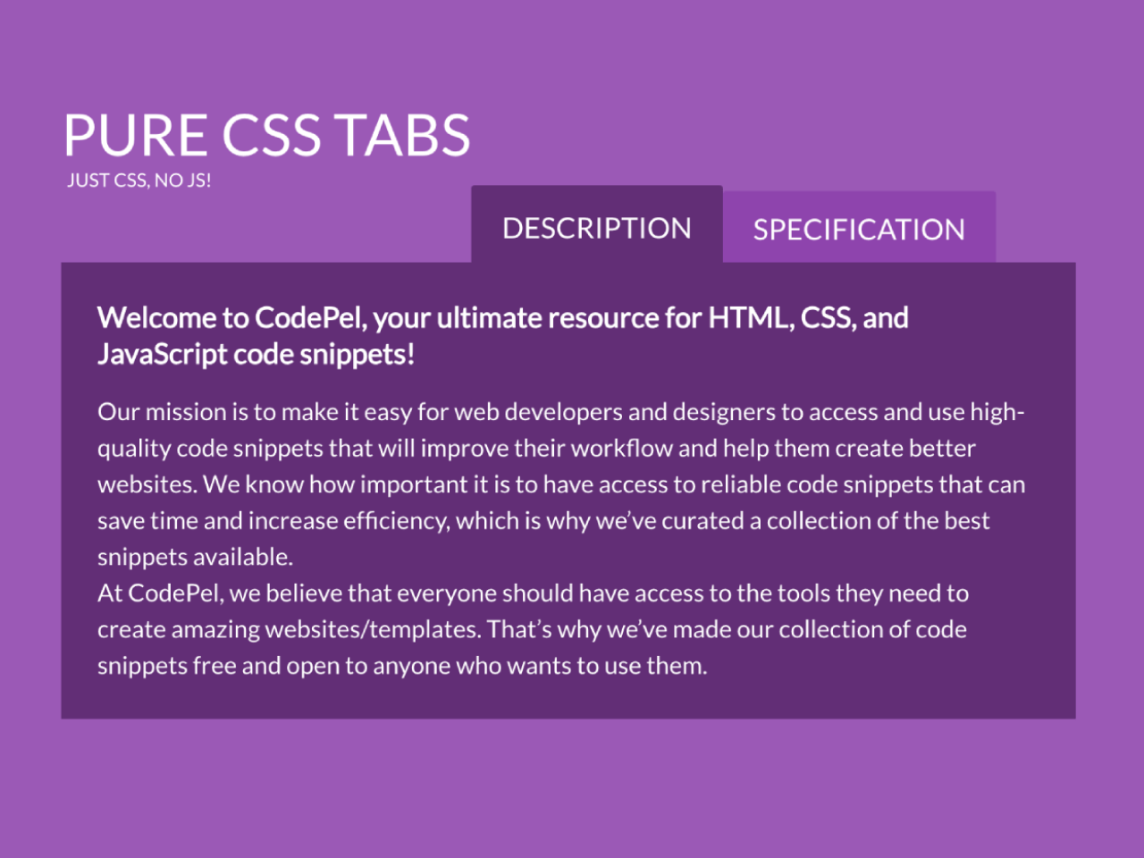 Pure CSS Tabs without JavaScript