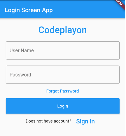 Simple flutter login screen UI example