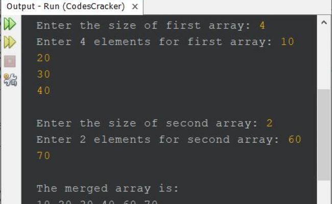 Java Program To Merge Two Arrays