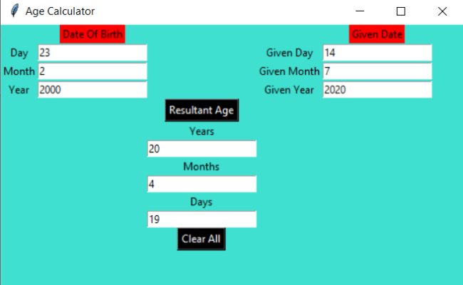 Build An Age Calculator Using Python Tkinter - CodeSpeedy