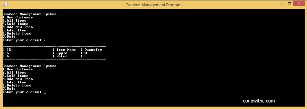 Java Project Canteen Management System 