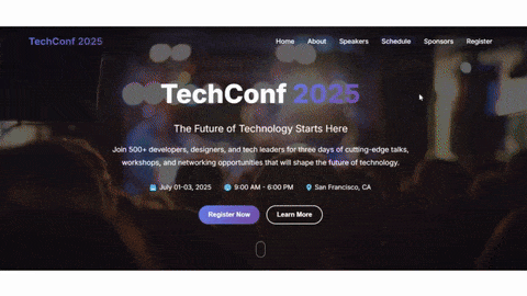 Event Conference Website Template With Html Css Javascript - Premium Dark Image Gallery - Full HD