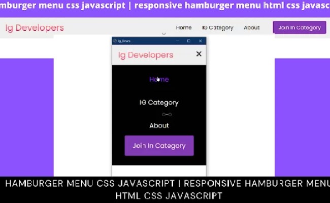 Responsive Hamburger Menu Using CSS & JavaScript Code