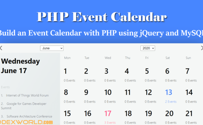 Build An Event Calendar Using JQuery, Ajax, PHP And MySQL - CodexWorld