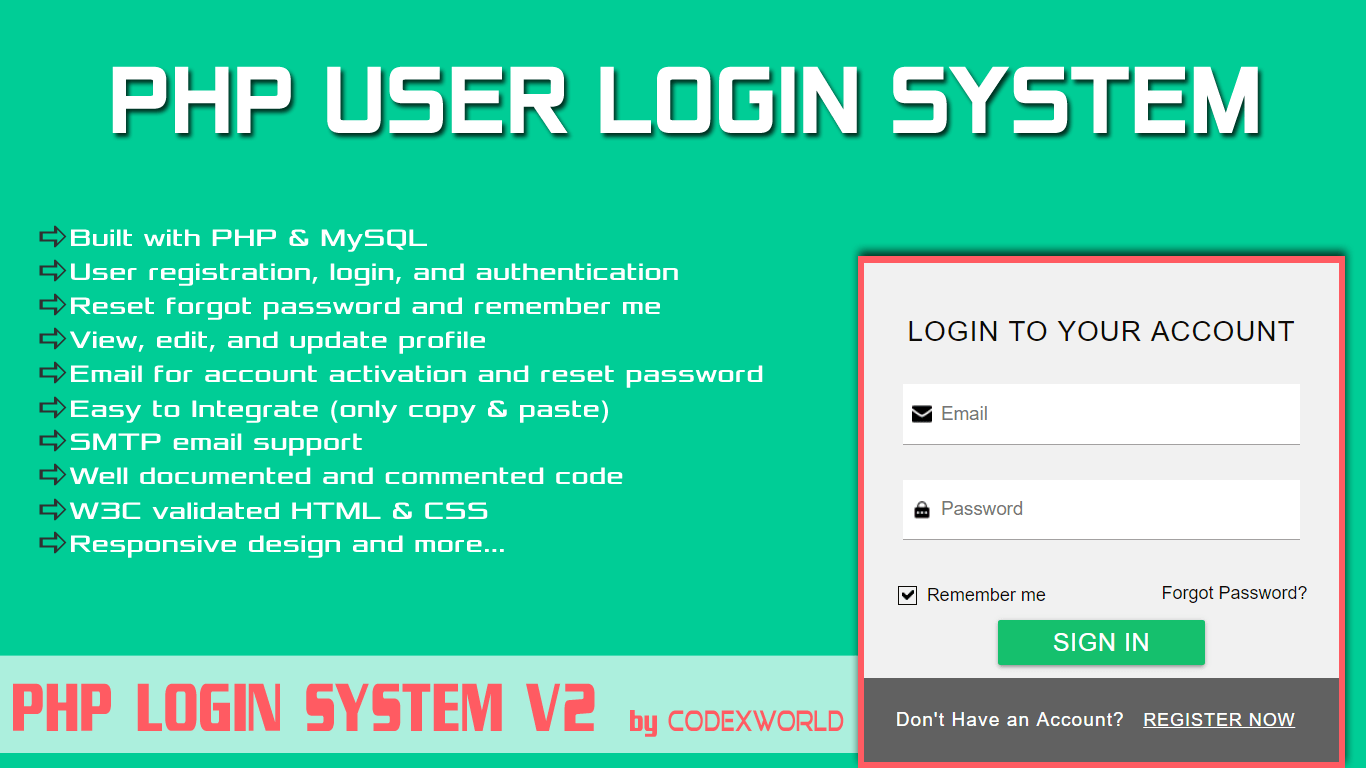 PHP User Login System CodexWorld