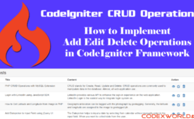 CodeIgniter CRUD Operations With MySQL - CodexWorld