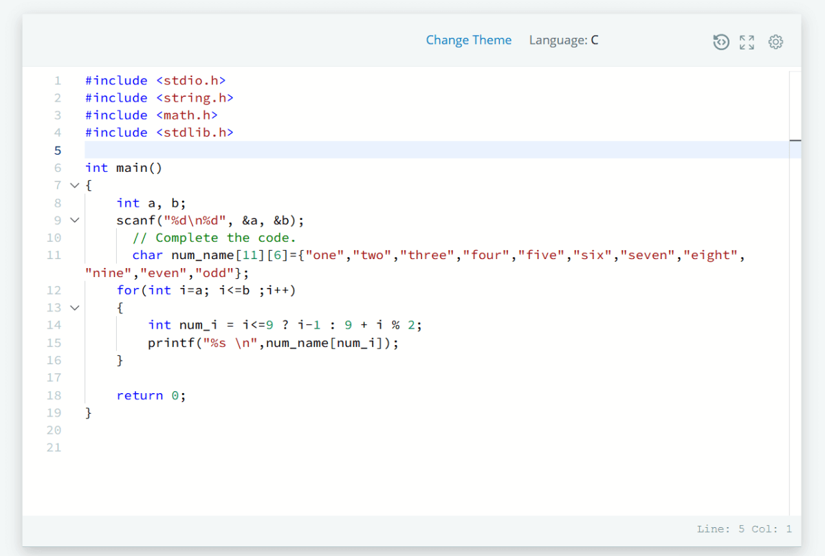 For Loop in C HackerRank Solution CodingBroz