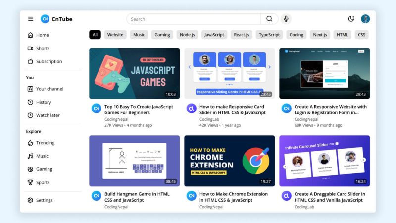 Youtube Kese Bnaye Html Css Js Youtube Clone Website Design Step By - Download Premium Dark Photo | High Resolution