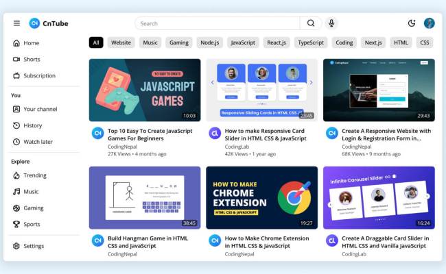 How To Build A YouTube Clone In HTML CSS And JavaScript