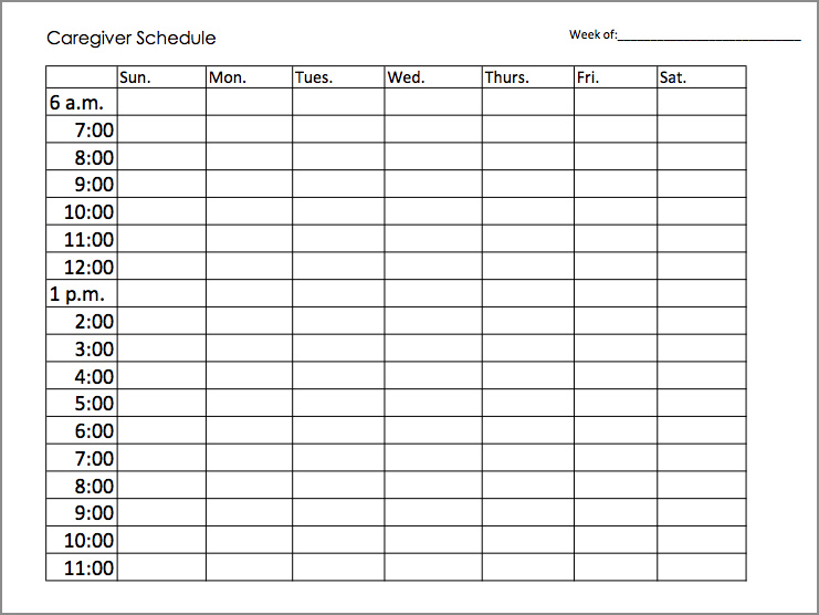Free printable caregiver schedule template