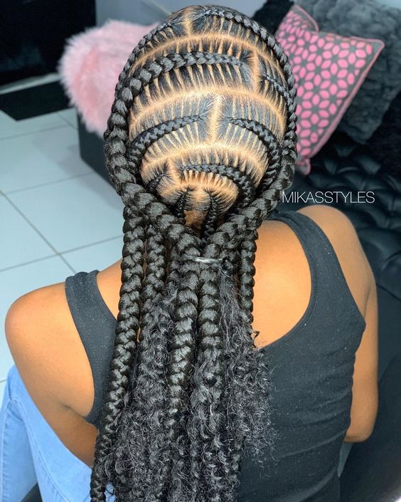 Pop smoke stitch braids with curly ends 