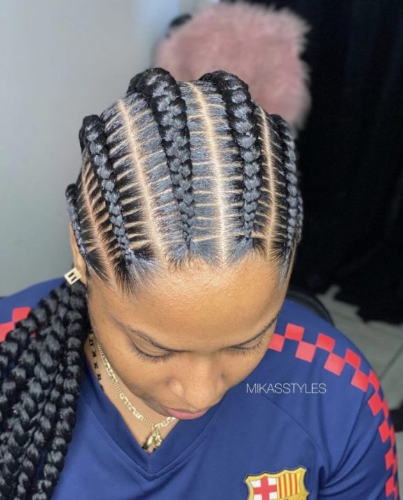 Chunky stitch braids on natural hair 