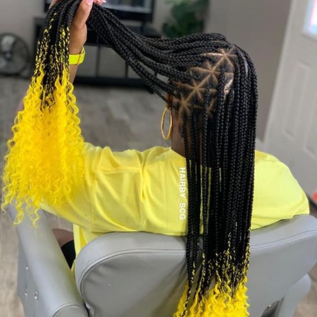 bohemian box braids on teenagers