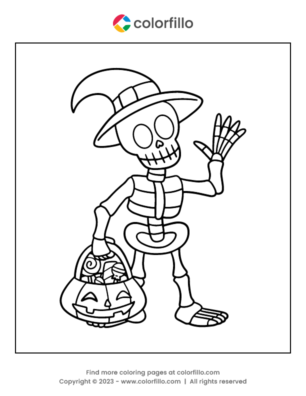 Free online skeleton color page