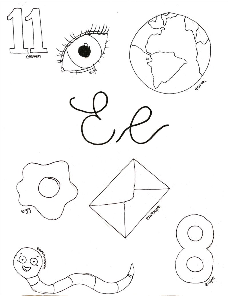Letter E Colouring Page Preschool Colouring Sheets - HD Sunset Designs for Desktop