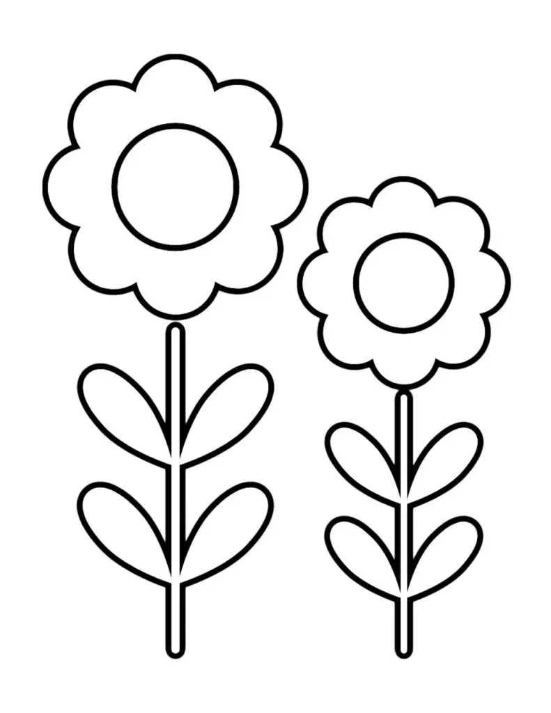 Easy simple flower coloring pages & coloring book.