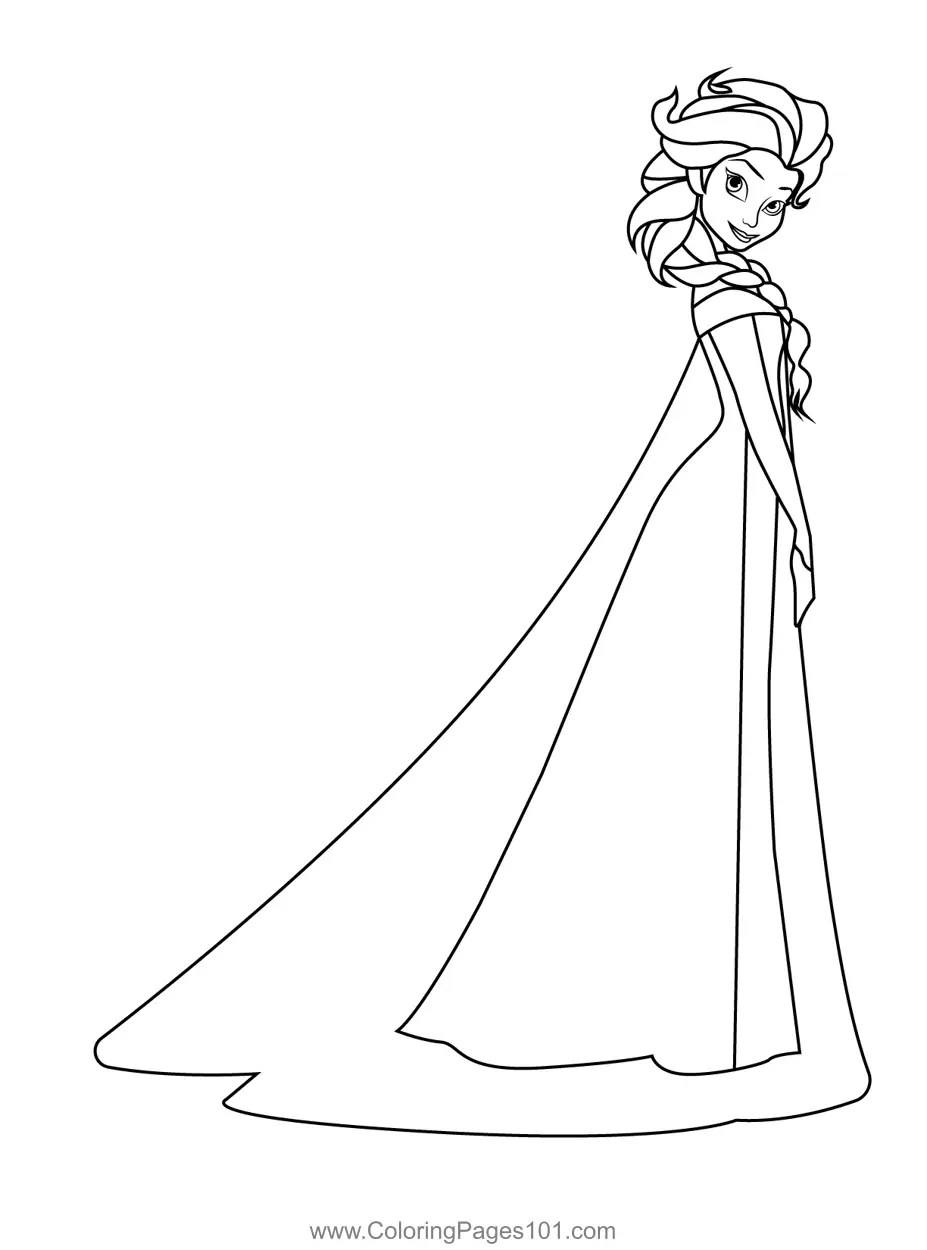 Princess elsa 2 coloring page for kids