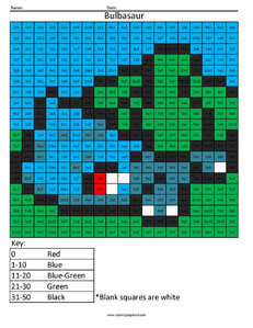pokemon multiplication and division coloring squared