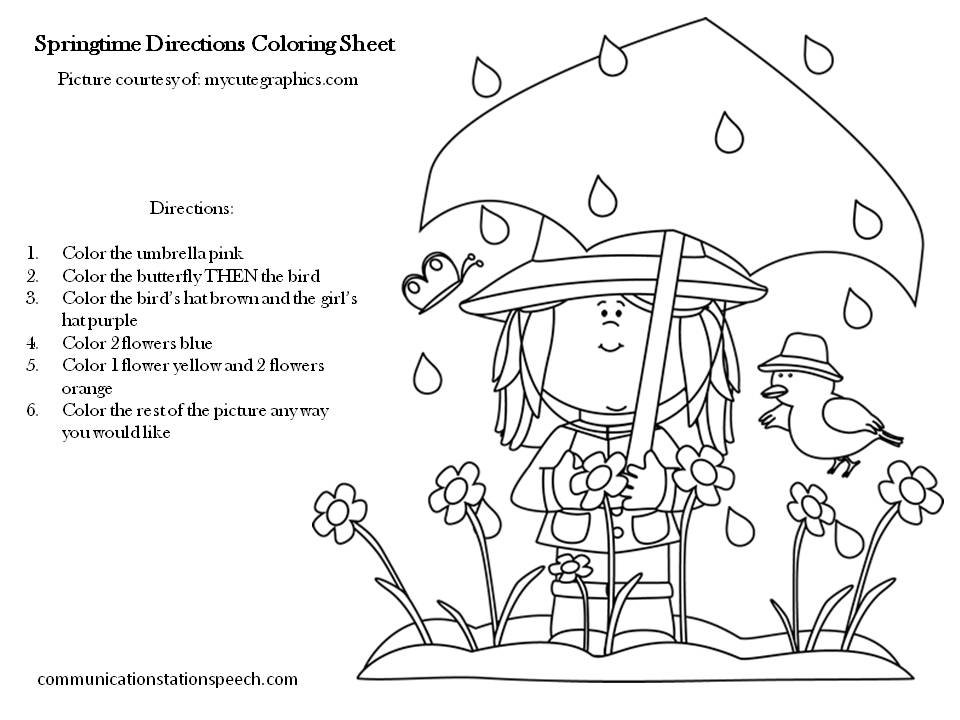 Dogs love to chew on bones, run and fetch balls, and find more time to play! Freebie Friday Springtime Directions Coloring Sheets Communication Station Communication Station