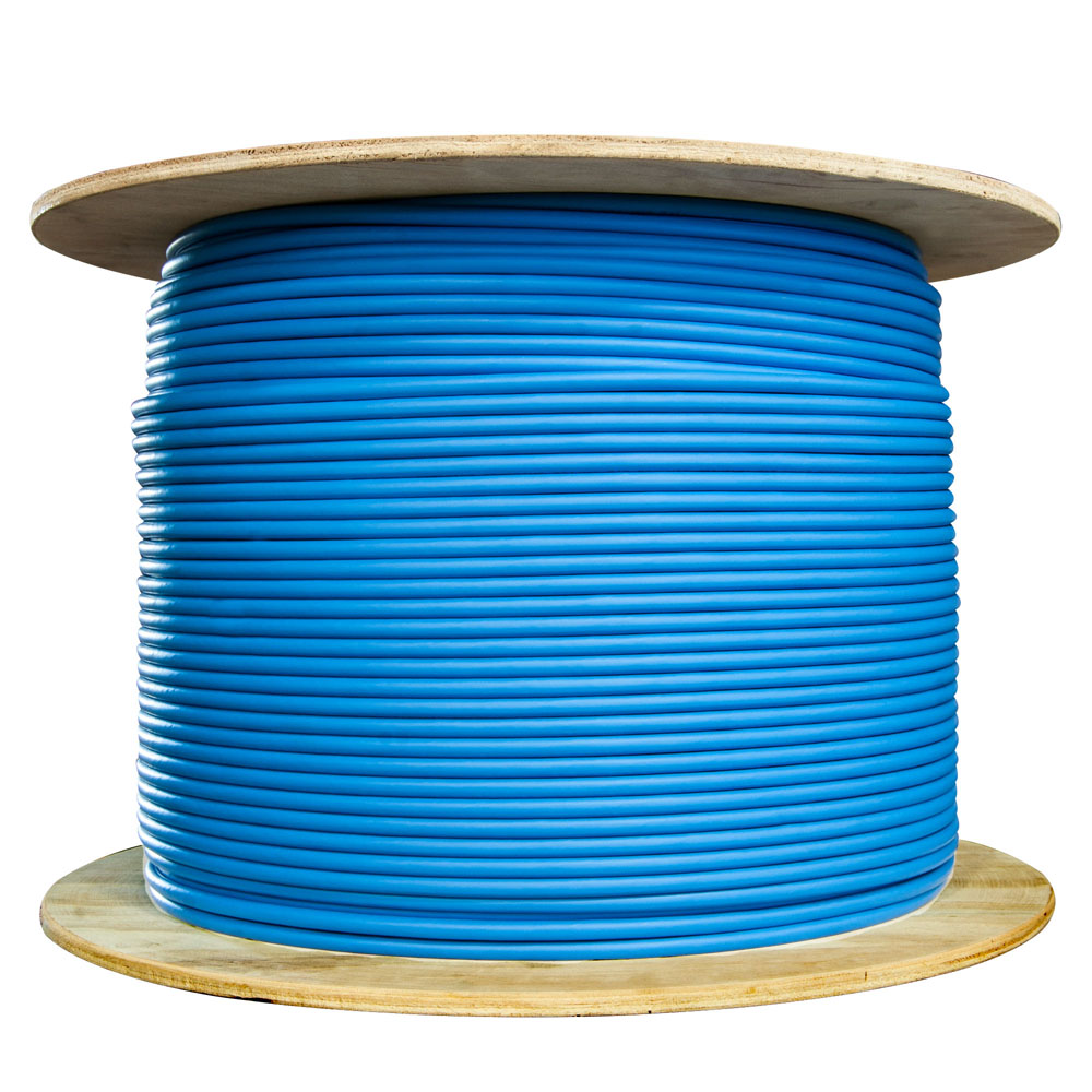 Cable, bulk, cat5e, shielded (stp), solid, 24 awg, pvc, blue, 1000'