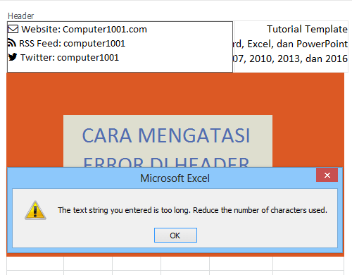 Tips Atasi Error Header / Footer Excel yang Terlalu Panjang – Computer 1001
