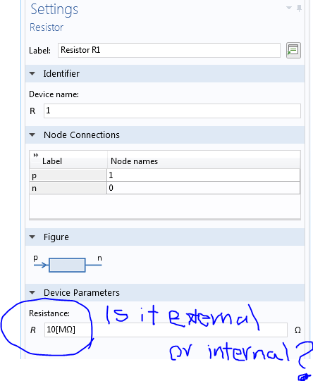 How To Define Resistance Of My Component Internal