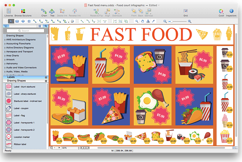 How To Design A Fast Food Restaurant Menu Using Conceptdraw Pro Cafe And Restaurant Floor Plans Fast Food Business Plan Pdf