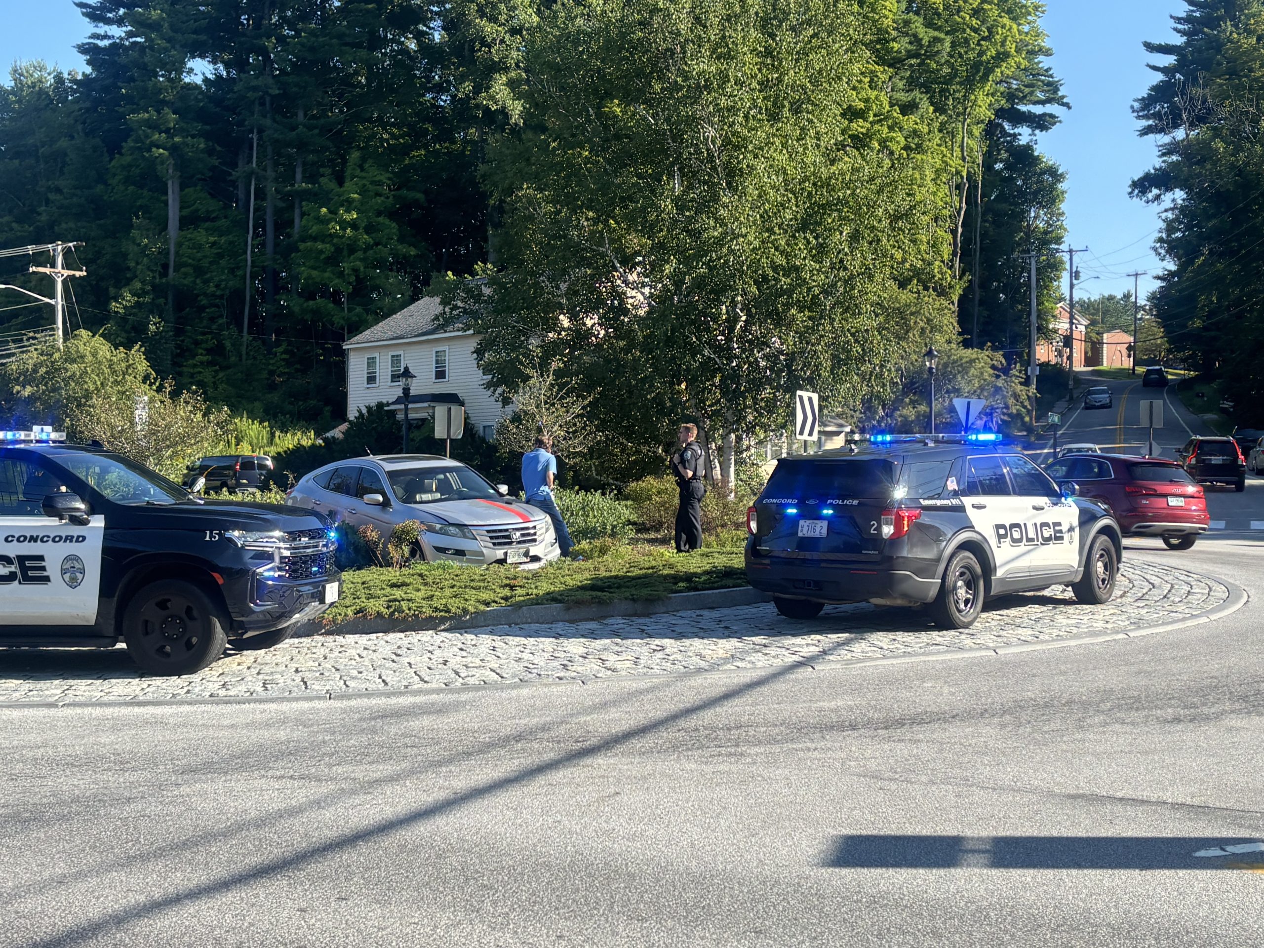Concord police respond to single-vehicle crash in Exit 16 roundabout