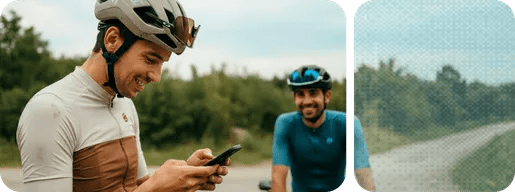 Two men biking on a road