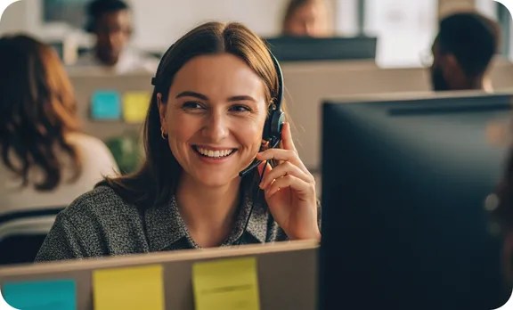 Call center agent working