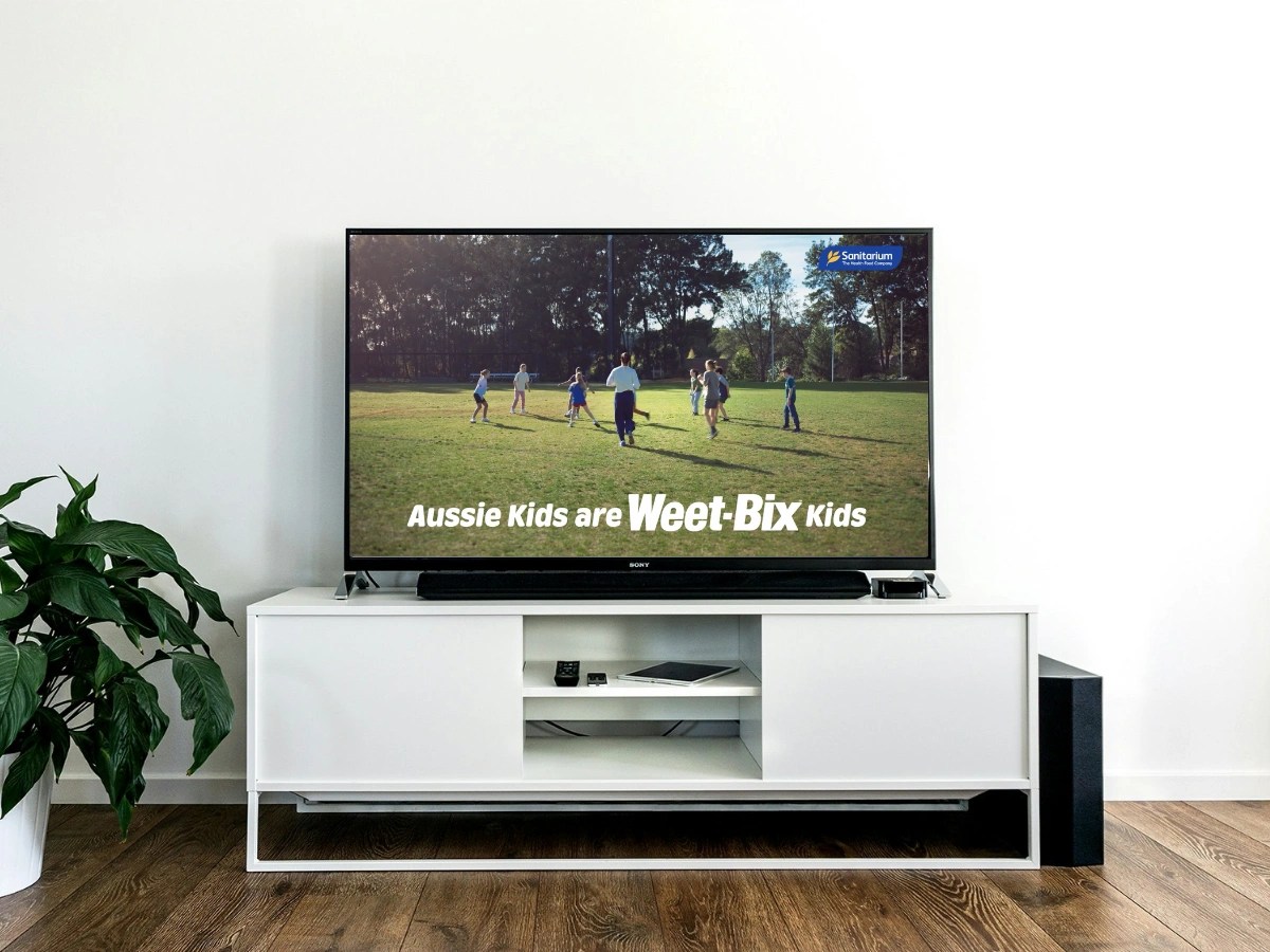 Weet-Bix TV advertisement playing on a television screen